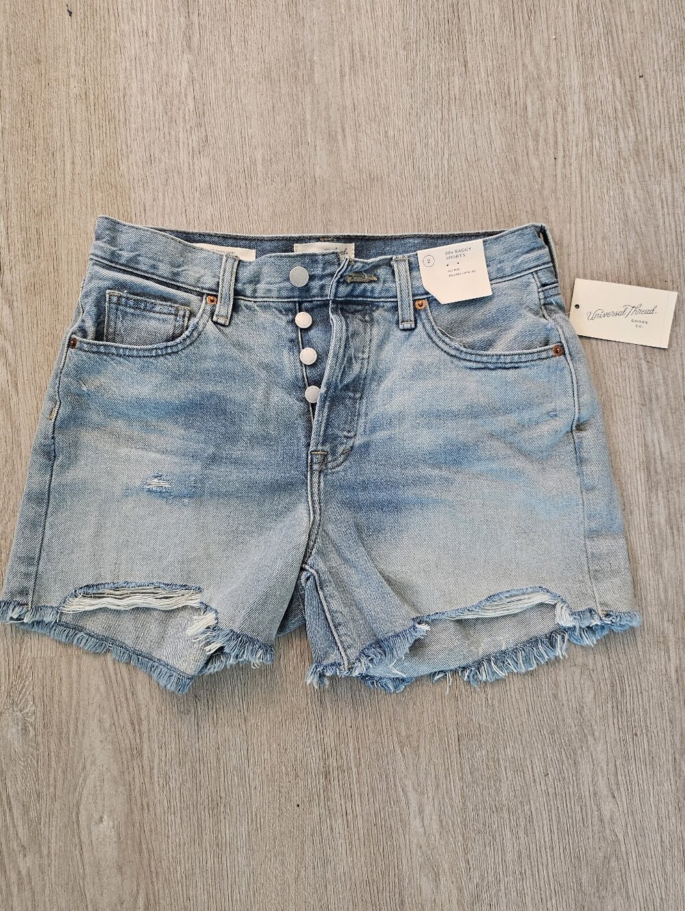 Sz 2- Universal Thread- Light Blue Distressed Denim Cutoff Shorts- NET